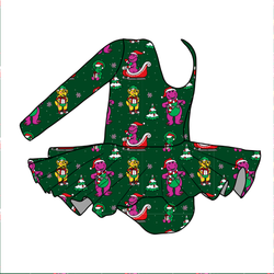 Dino Days of Christmas Darling Long Sleeve Skirted Leo - Knit - Pre Order - Christmas Special