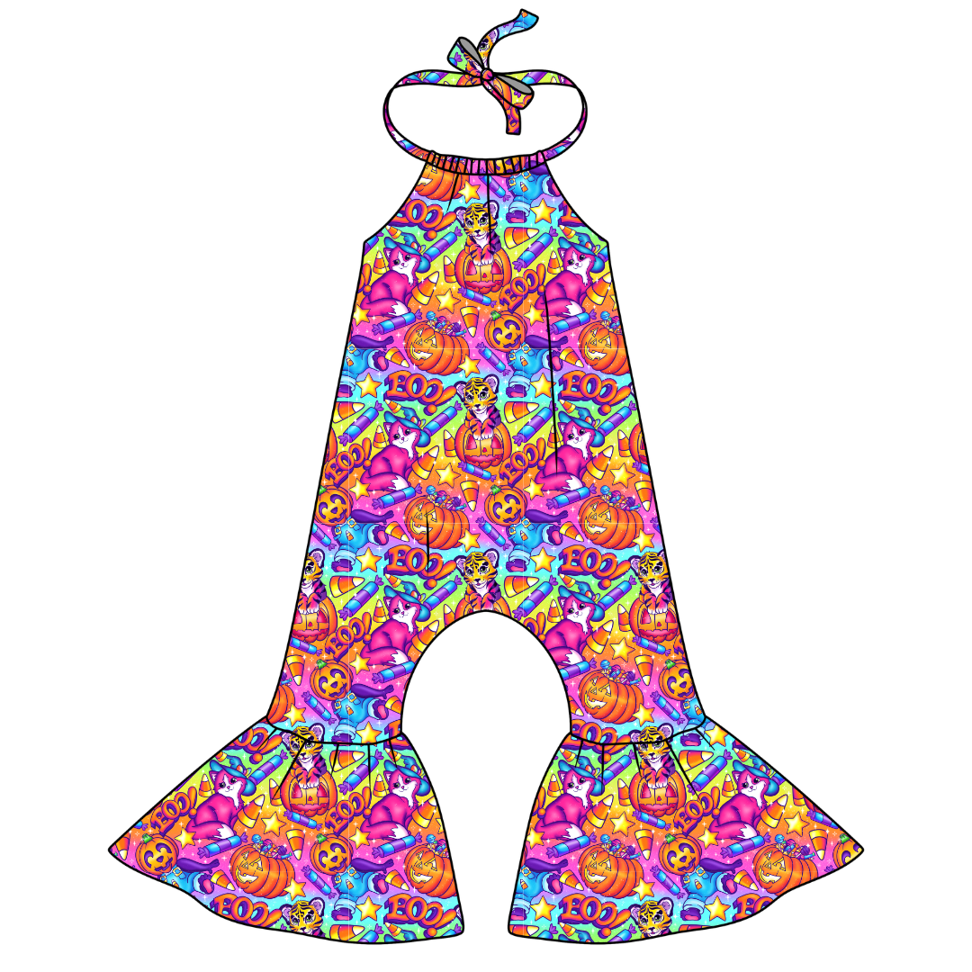 Candy Corn Cuties - Stardust Bellbottom Halter Romper Knit - PRE ORDER