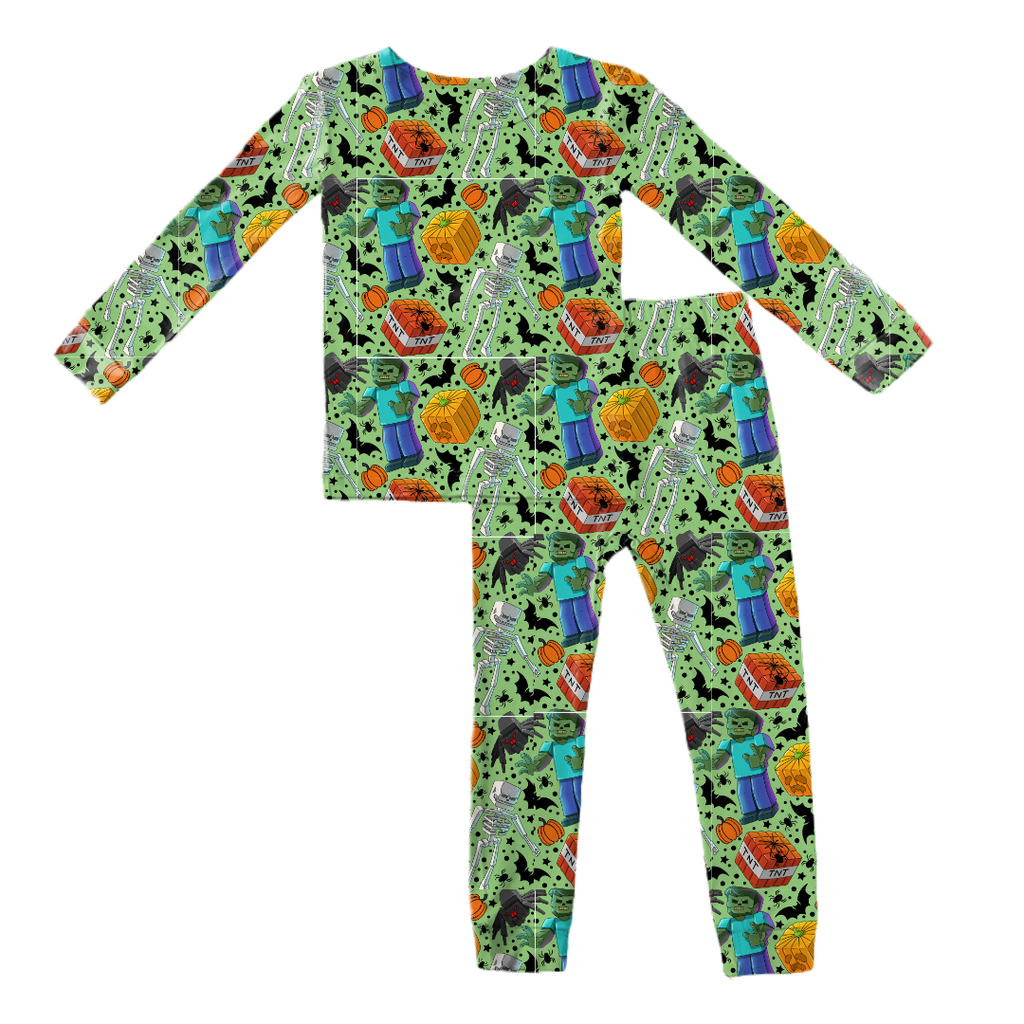 Pixel Pumpkin Patch Slumber Bamboo Long Sleeve Pants Set - PRE ORDER