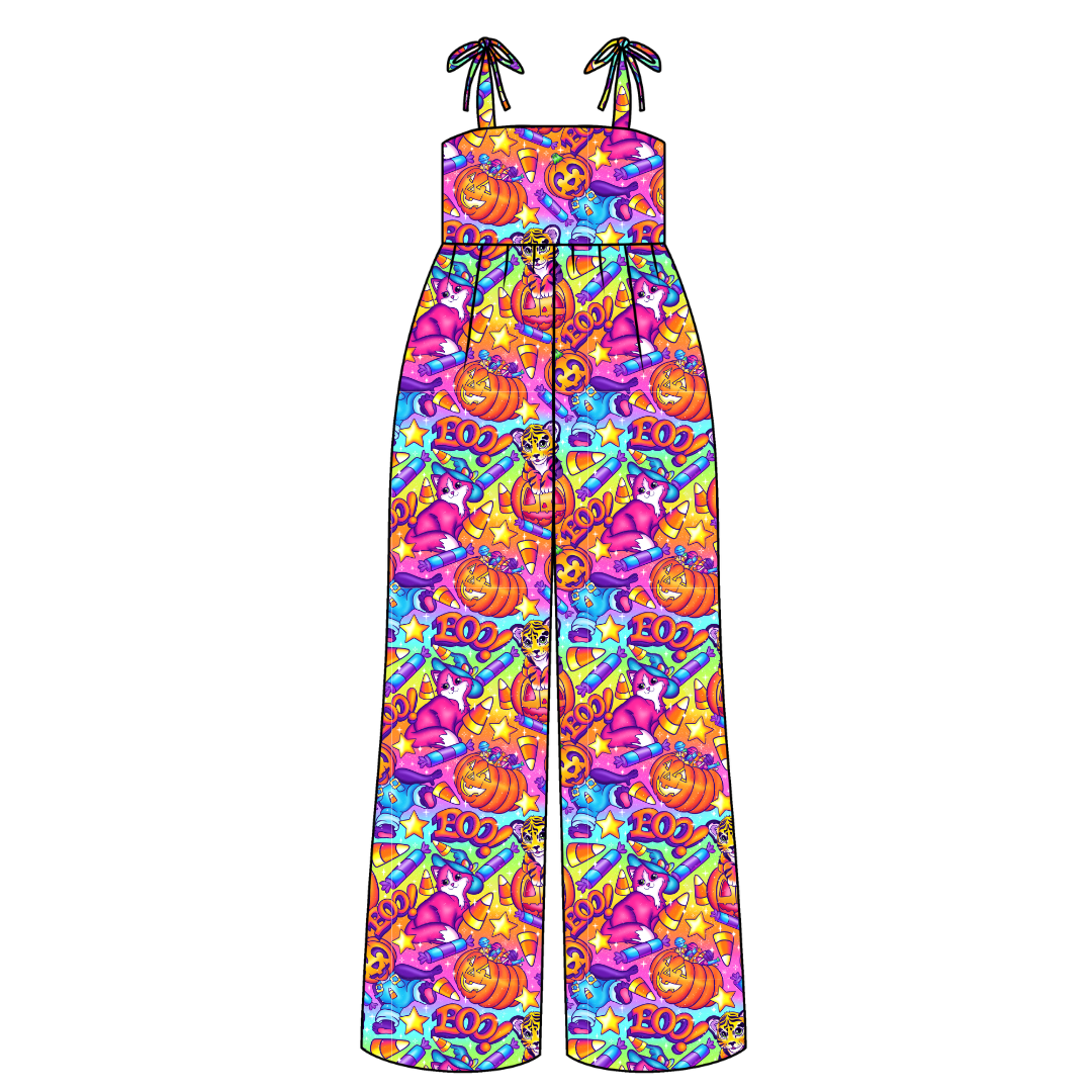 Candy Corn Cuties Rene Adult Shoulder Tie Jumpsuit Bamboo - Pre Order