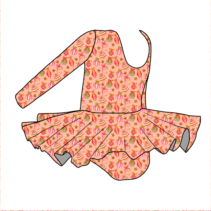 Bubblegum Bells Graceful Long Sleeve Skirted Leotard - Bamboo - Pre Order - Christmas Special
