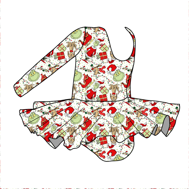 Mistle Toe & Mischief Graceful Long Sleeve Skirted Leotard - Bamboo - Pre Order - Christmas Special