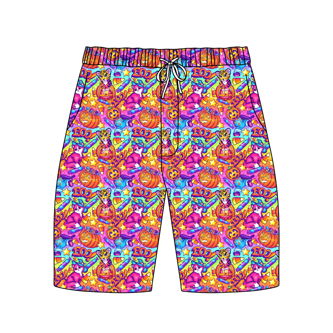 Candy Corn Cuties Chill Extended Length Adult Pajama Bamboo Shorts - Pre Order