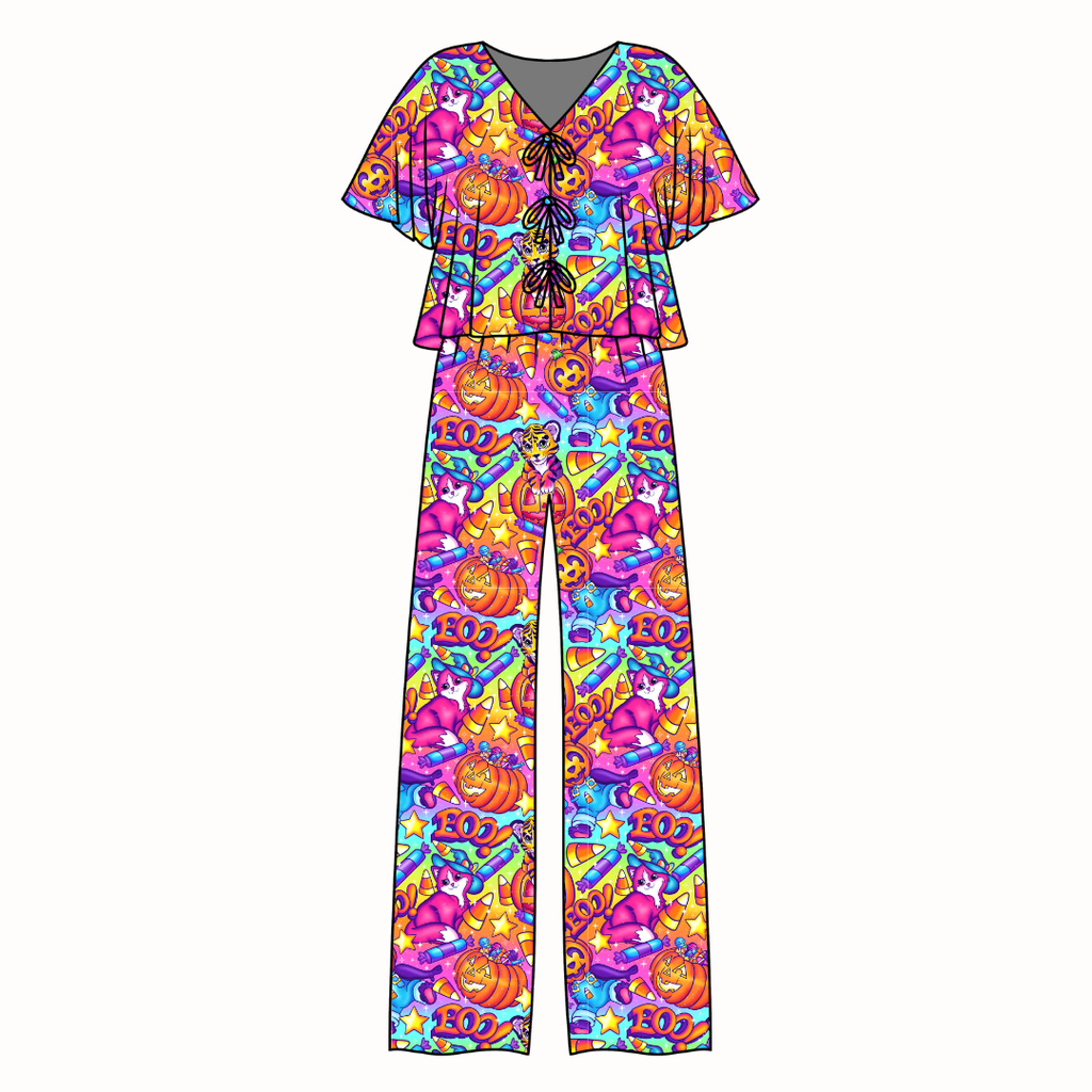 Candy Corn Cuties - Lollipop Women's Front Tie Set Bamboo - Pre Order