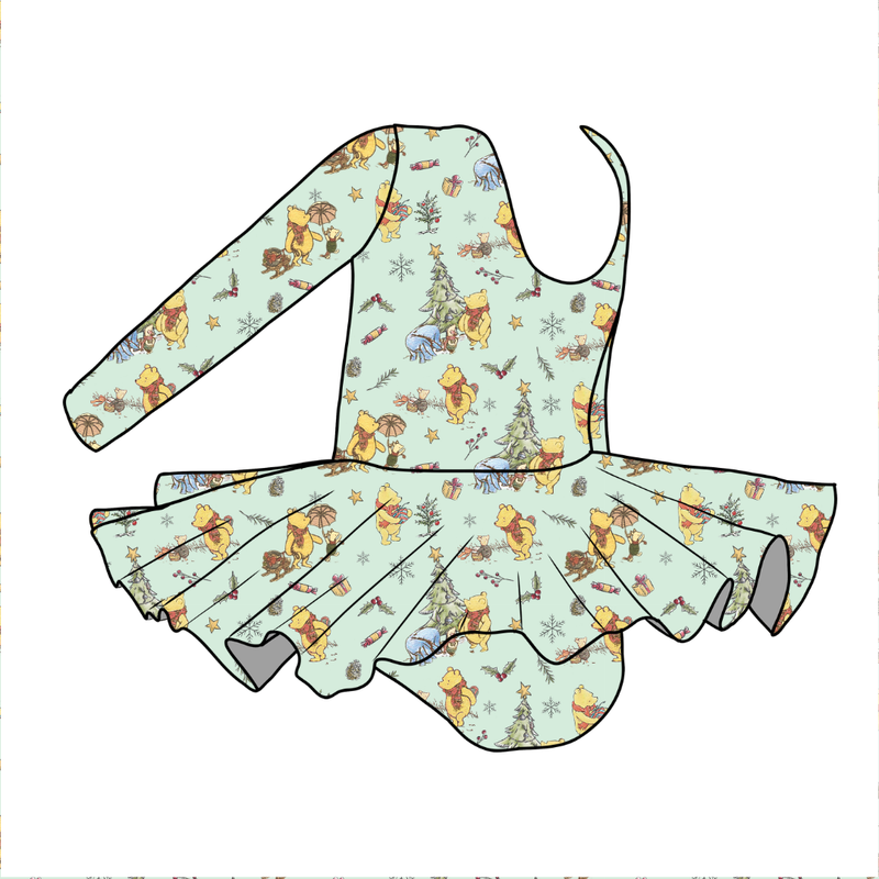 Woodland Christmas Wishes Graceful Long Sleeve Skirted Leotard - Bamboo - Pre Order - Christmas Special