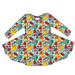 Gotta Catch Christmas Violet Long Sleeve Twirl - Knit - Pre Order - Christmas Special