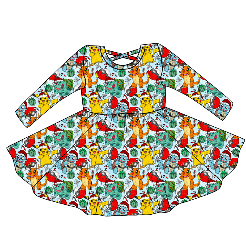 Gotta Catch Christmas Violet Long Sleeve Twirl - Knit - Pre Order - Christmas Special