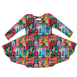 Jolly Patchwork Violet Long Sleeve Twirl - Knit - Pre Order - Christmas Special