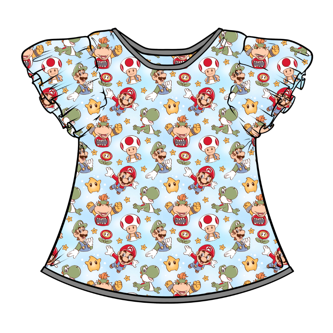 Dino Might Moon Short Sleeve Flutter Bamboo Shirt - PRE ORDER