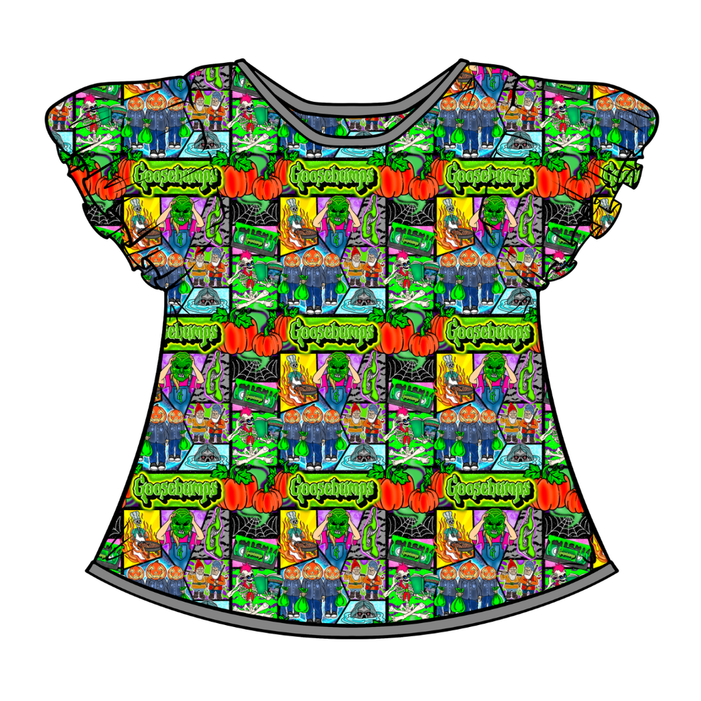 Bedtime Spooks Moon Short Sleeve Flutter Bamboo Shirt - PRE ORDER