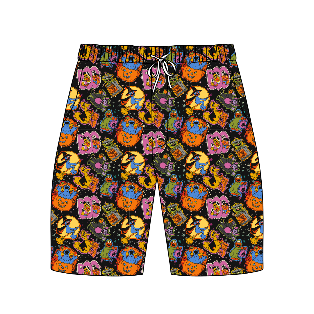 Trick Or Treat Street Chill Extended Length Adult Pajama Bamboo Shorts - Pre Order