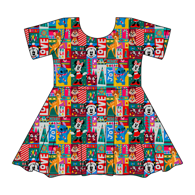 Jolly Patchwork Sierra Short Sleeve Twirl - Knit - Pre Order - Christmas Special