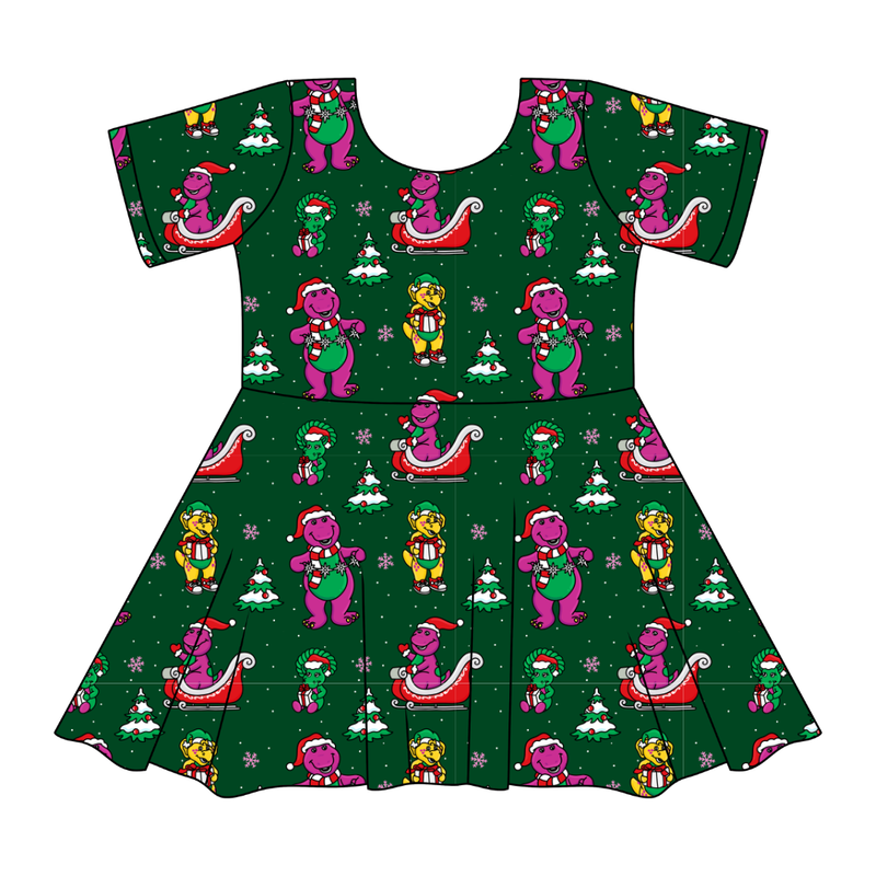 Dino Days of Christmas Sierra Short Sleeve Twirl - Knit - Pre Order - Christmas Special