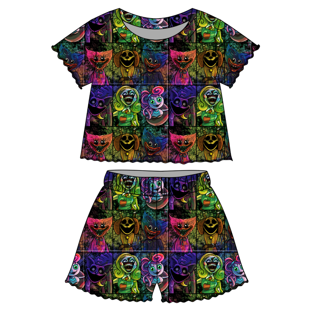 Panic Playroom - Orchid Ruffle Short Sleeve Short Set Bamboo - PRE ORDER