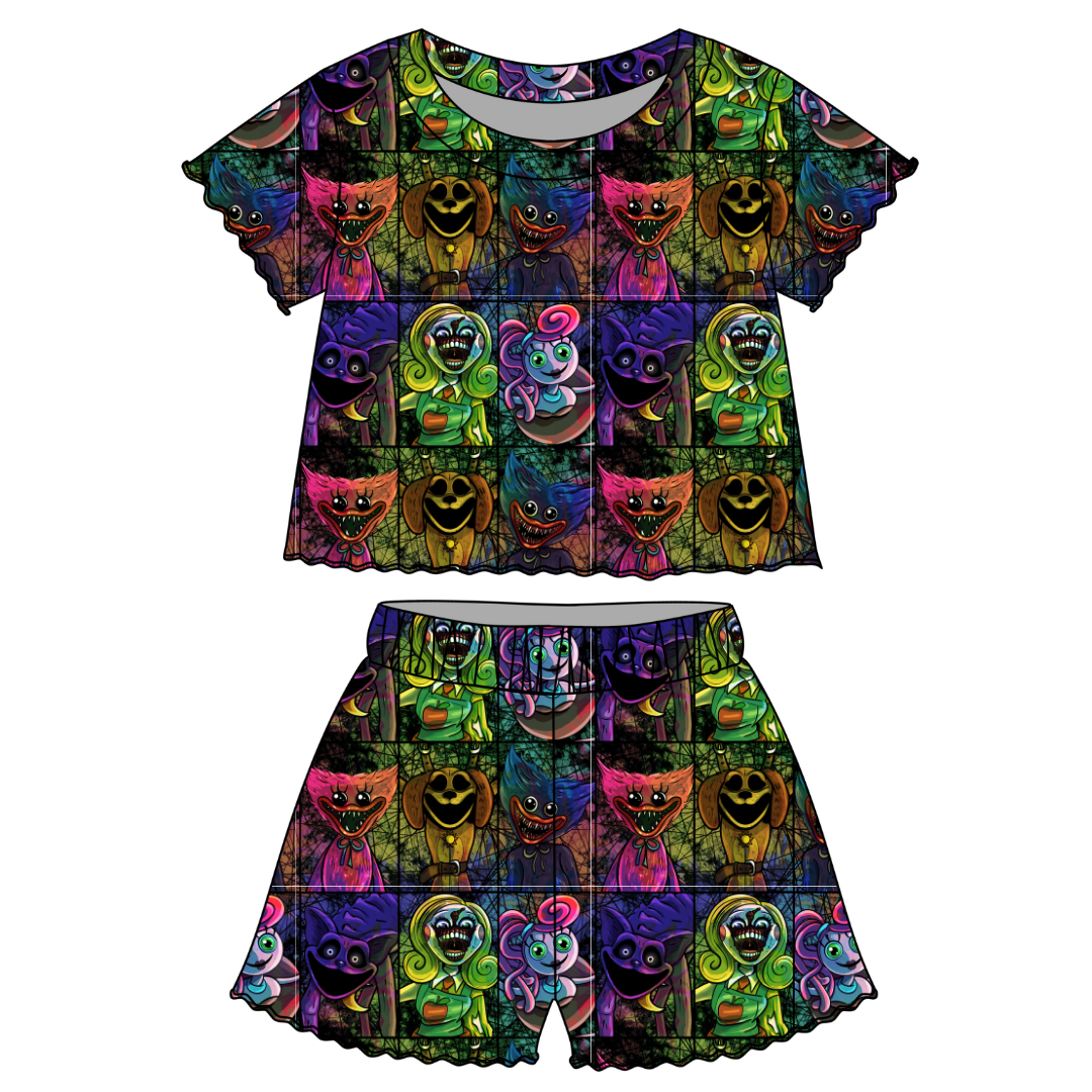 Panic Playroom - Orchid Ruffle Short Sleeve Short Set Bamboo - PRE ORDER