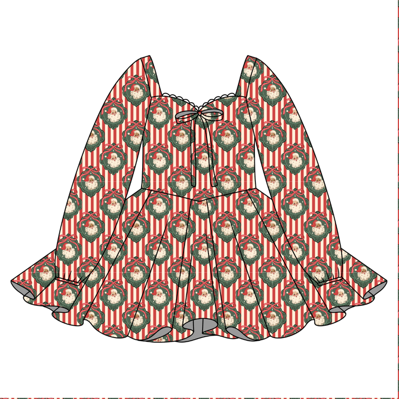 Candy Cane Lane Chloe Long Sleeve Sweetheart Dress - Knit - Pre Order - Christmas Special