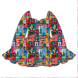 Jolly Patchwork Chloe Long Sleeve Sweetheart Dress - Knit - Pre Order - Christmas Special