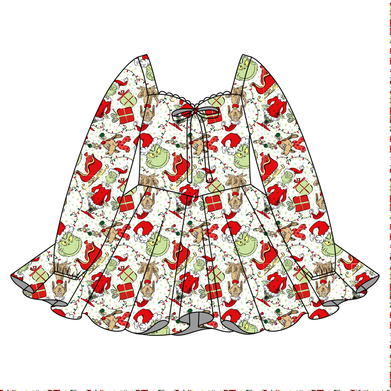 Mistle Toe & Mischief Chloe Long Sleeve Sweetheart Dress - Knit - Pre Order - Christmas Special