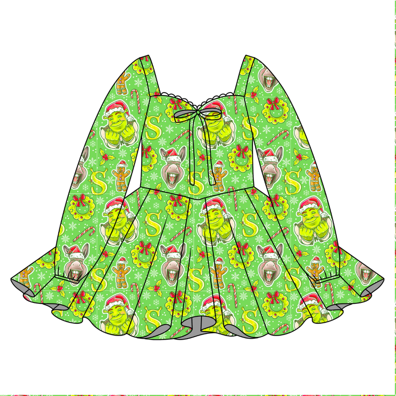 Swamp Bells Chloe Long Sleeve Sweetheart Dress - Knit - Pre Order - Christmas Special