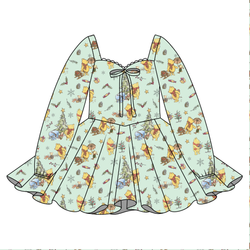 Woodland Christmas Wishes Chloe Long Sleeve Sweetheart Dress - Knit - Pre Order - Christmas Special