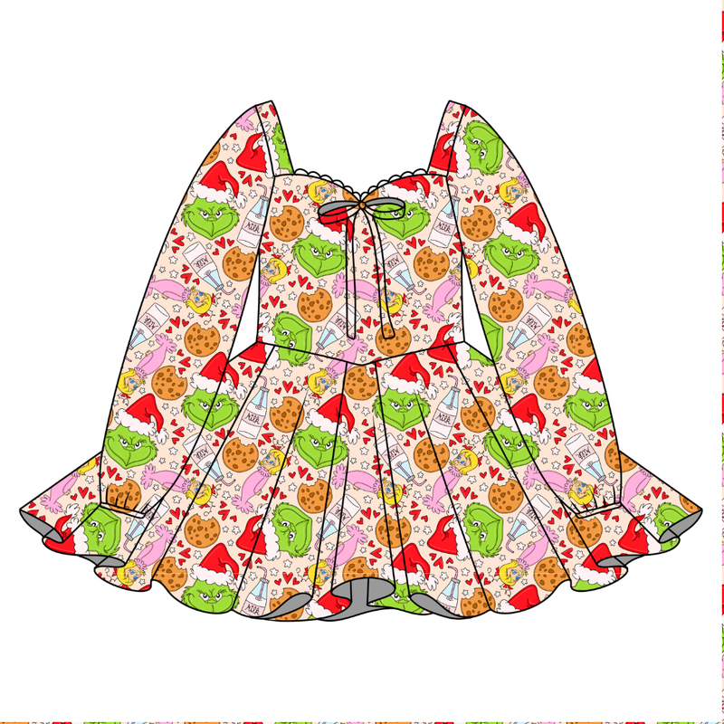 Heart of Whoo Ville Chloe Long Sleeve Sweetheart Dress - Knit - Pre Order - Christmas Special