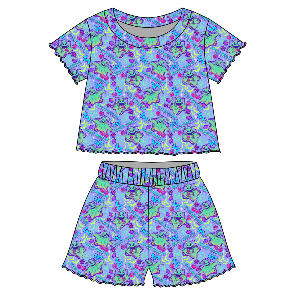 Boog - Orchid Ruffle Short Sleeve Short Set Bamboo - PRE ORDER