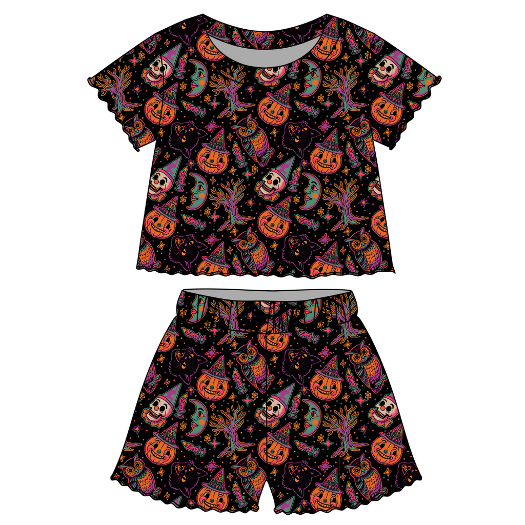 Witching Hour - Orchid Ruffle Short Sleeve Short Set Bamboo - PRE ORDER