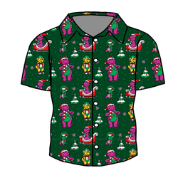 Dino Days of Christmas Men's Button Down - Bamboo - Pre Order - Christmas Special