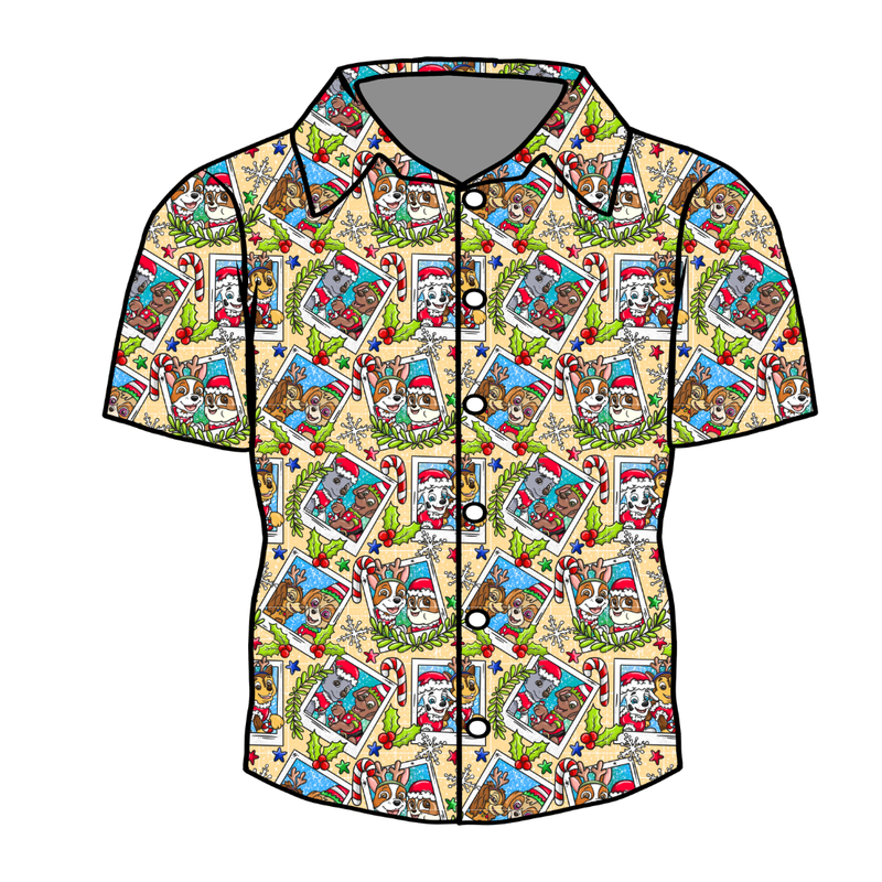 Paws & Claus Men's Button Down - Bamboo - Pre Order - Christmas Special