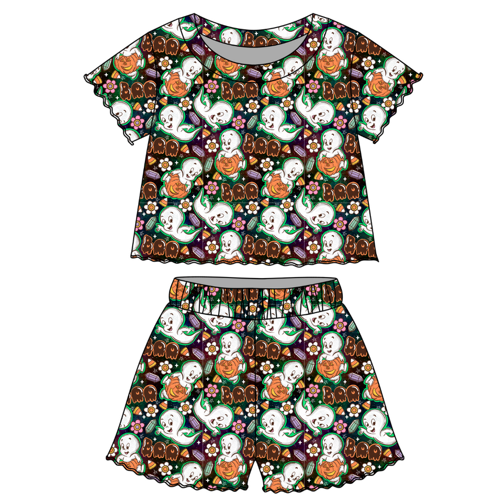 Glam Ghost - Orchid Ruffle Short Sleeve Short Set Bamboo - PRE ORDER