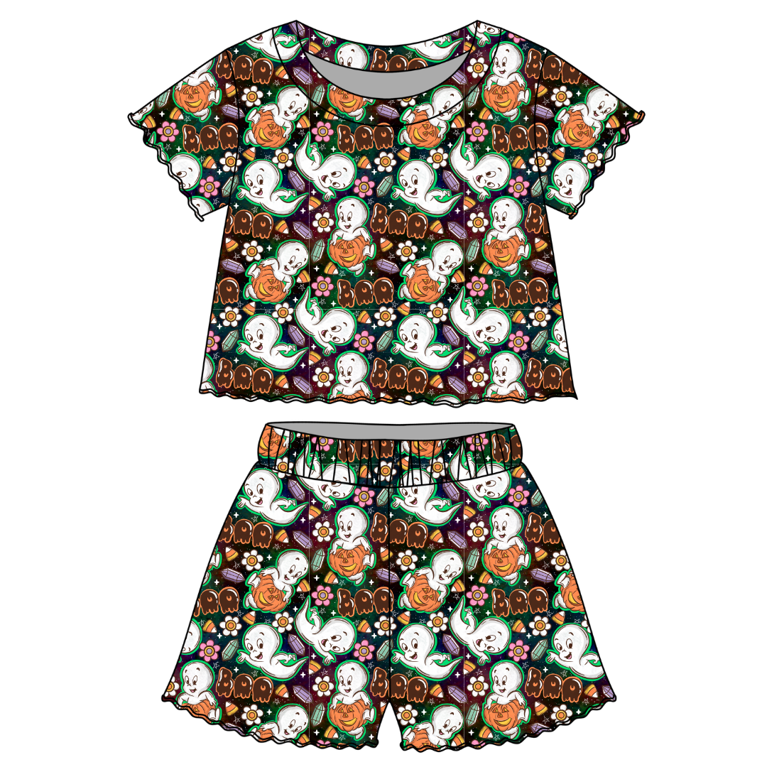 Glam Ghost - Orchid Ruffle Short Sleeve Short Set Bamboo - PRE ORDER