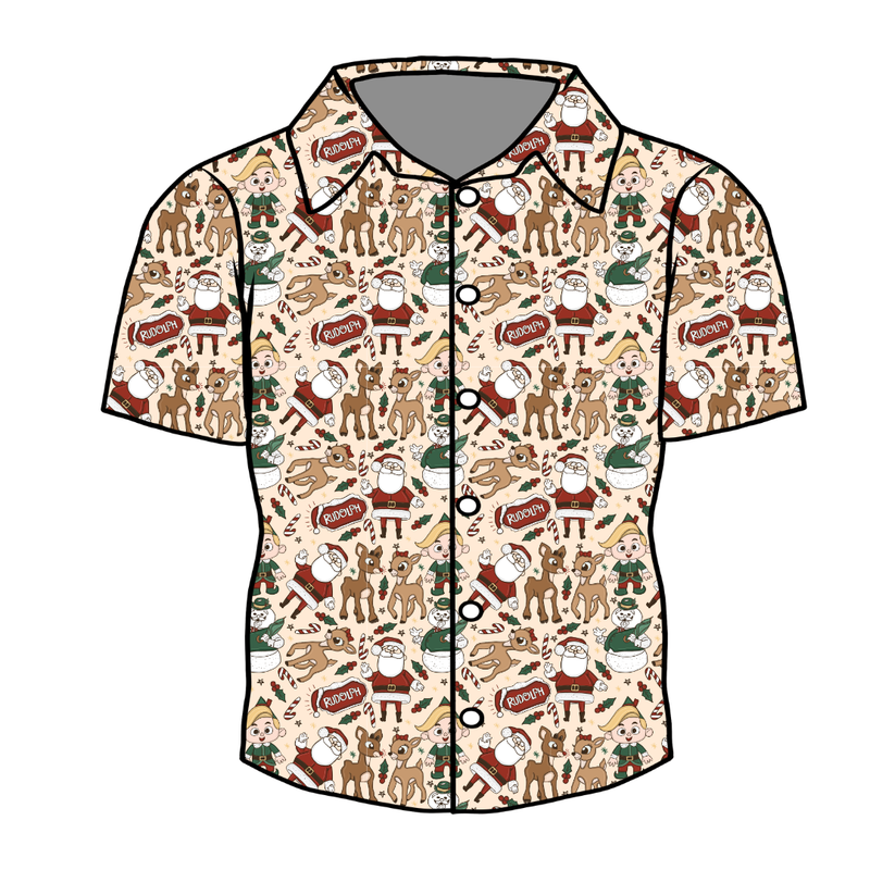 Red Nose Men's Button Down - Bamboo - Pre Order - Christmas Special