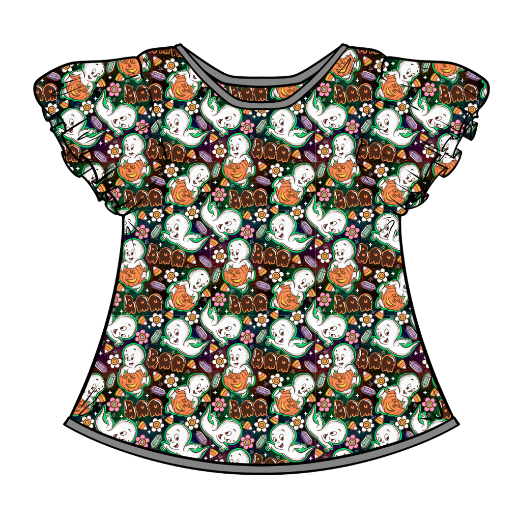 Glam Ghost Moon Short Sleeve Flutter Bamboo Shirt - PRE ORDER