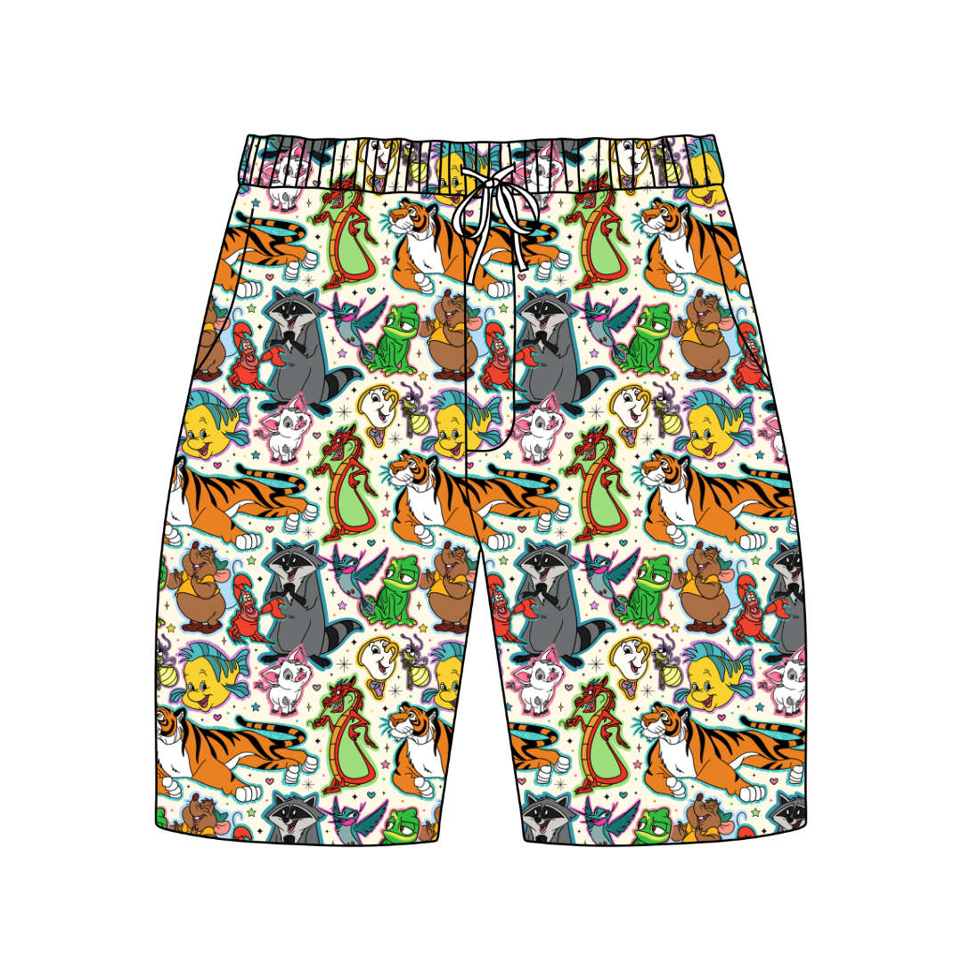 Storybook Squad Chill Extended Length Adult Pajama Bamboo Shorts - Pre Order