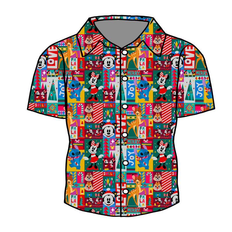 Jolly Patchwork Men's Button Down - Bamboo - Pre Order - Christmas Special