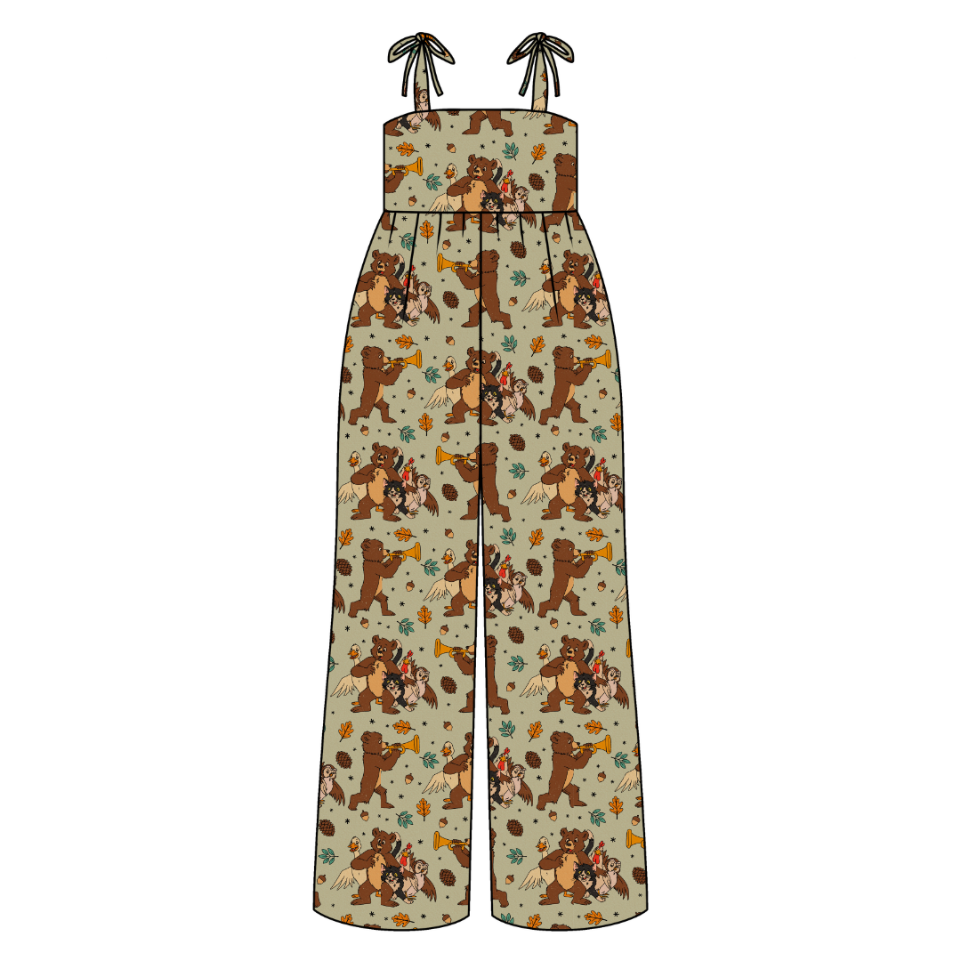 Woodland Melody Rene Adult Shoulder Tie Jumpsuit Bamboo - Pre Order