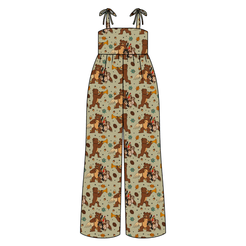 Woodland Melody Rene Adult Shoulder Tie Jumpsuit Bamboo - Pre Order