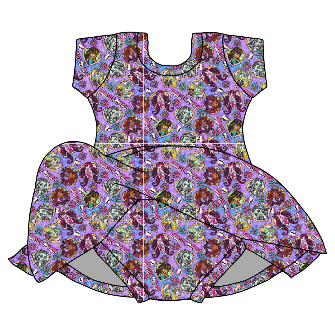 Ghoul Squad Charming Short Sleeve Skirted Leotard - PRE ORDER