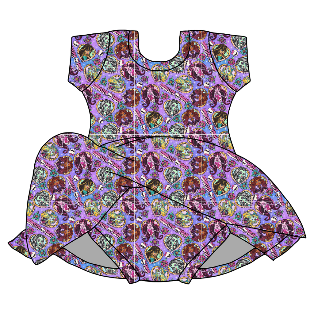 Ghoul Squad - Chic Short sleeve Skirted Leotard Knit - PRE ORDER