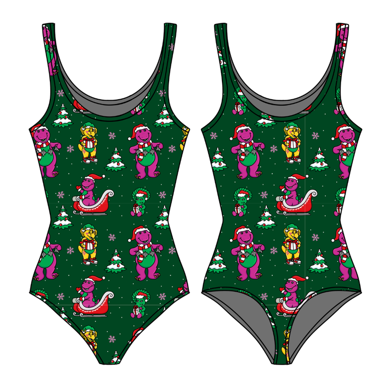 Dino Days of Christmas Sapphire Women's Tank Leotard - Bamboo - Pre Order - Christmas Special