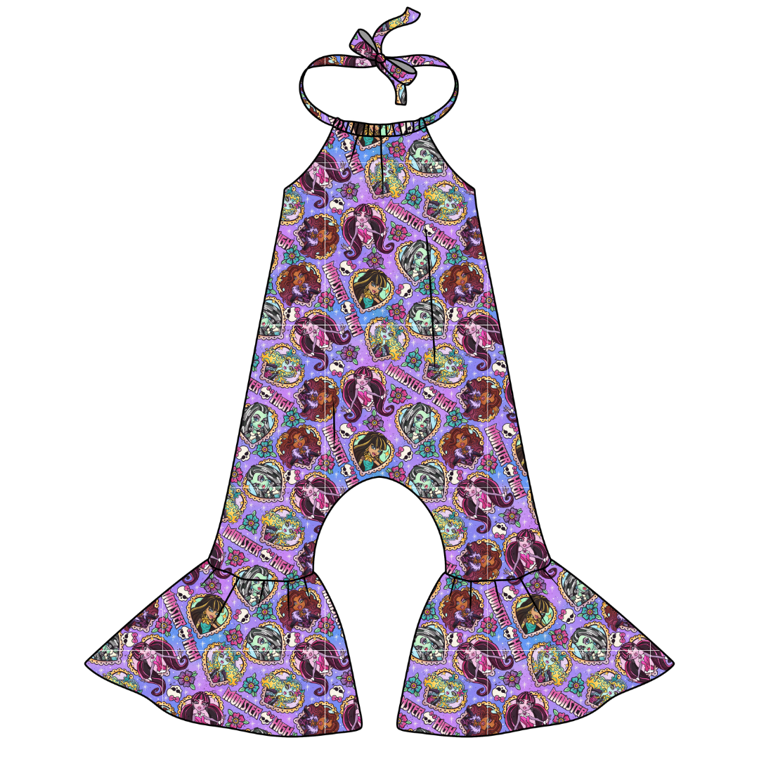 Ghoul Squad - Stardust Bellbottom Halter Romper Knit - PRE ORDER