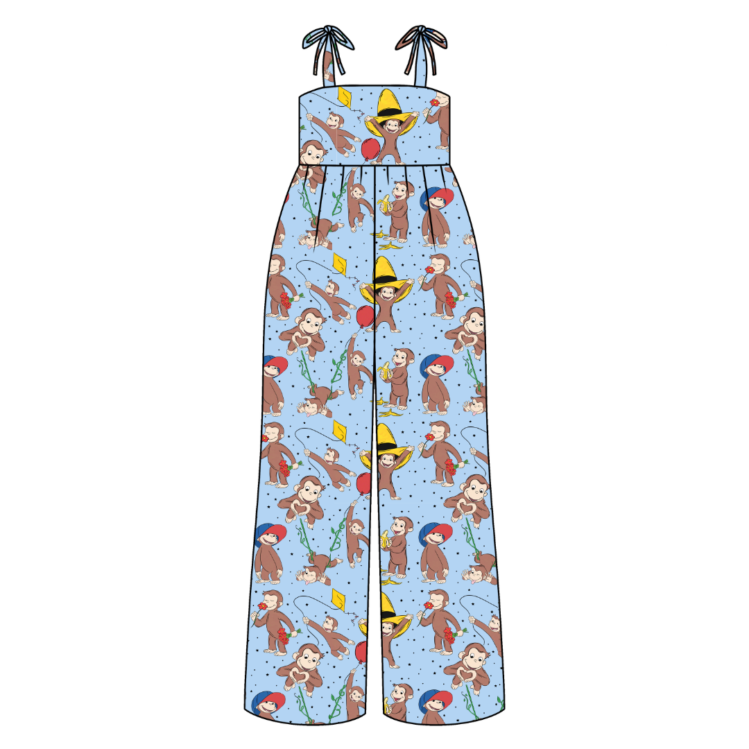 Curious Adventures Rene Adult Shoulder Tie Jumpsuit Bamboo - Pre Order