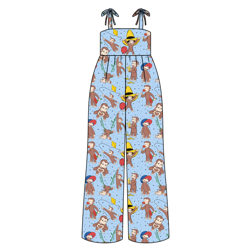 Curious Adventures Rene Adult Shoulder Tie Jumpsuit Bamboo - Pre Order