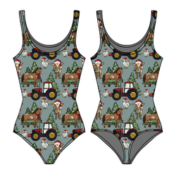 Farmhouse Christmas Sapphire Women's Tank Leotard - Bamboo - Pre Order - Christmas Special
