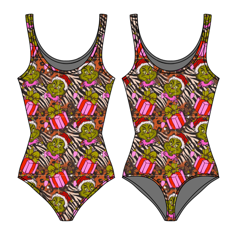 Pretty Mean Christmas Sapphire Women's Tank Leotard - Bamboo - Pre Order - Christmas Special