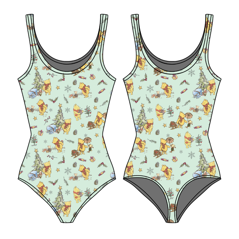 Woodland Christmas Wishes Sapphire Women's Tank Leotard - Bamboo - Pre Order - Christmas Special