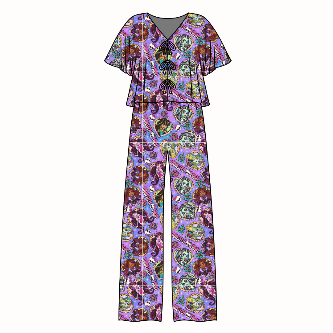 Ghoul Squad - Lollipop Women's Front Tie Set Bamboo - Pre Order