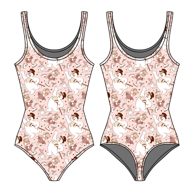Jolly Snowman - Pink Sapphire Women's Tank Leotard - Bamboo - Pre Order - Christmas Special