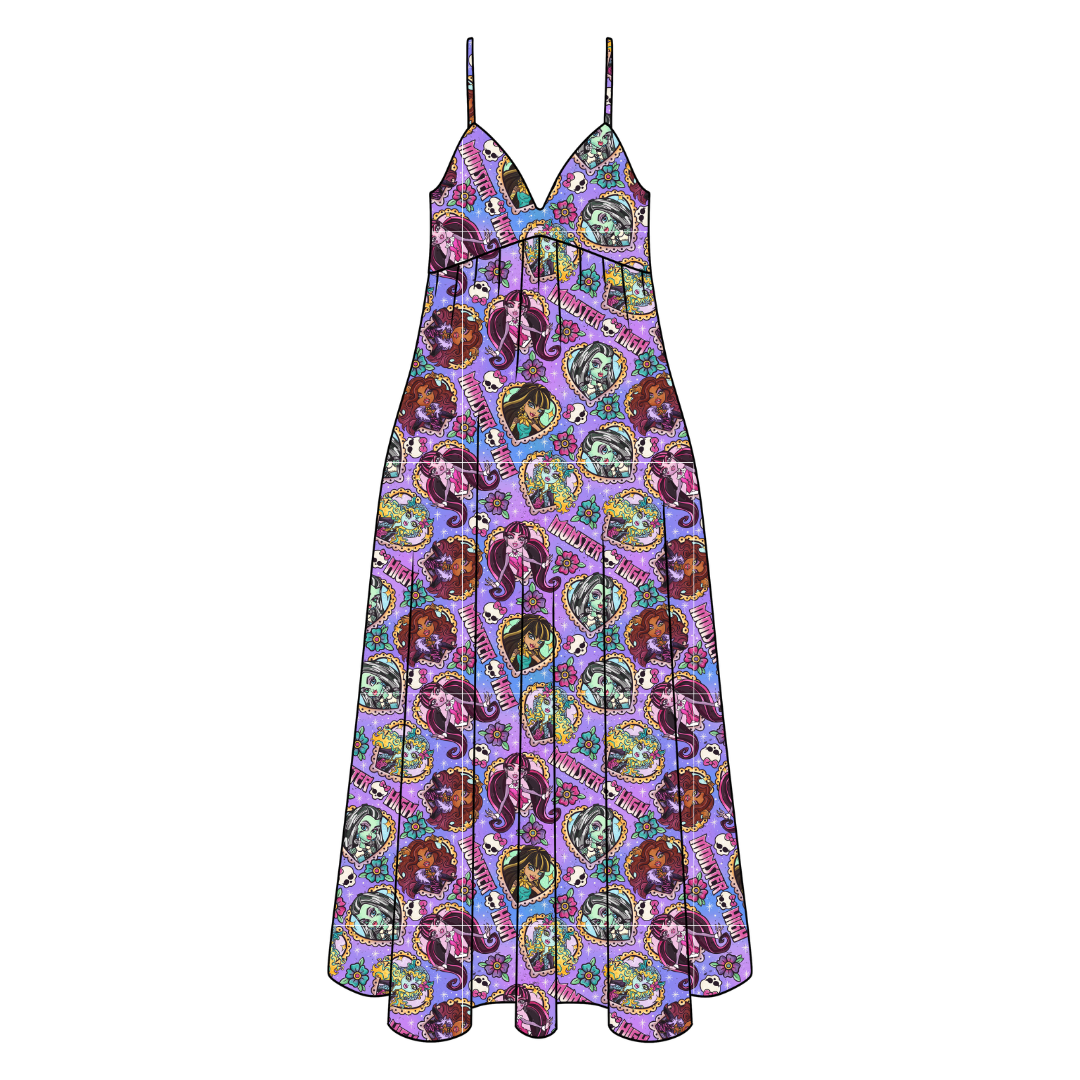 Ghoul Squad Harper Women's Low Back Dress Bamboo - Pre Order