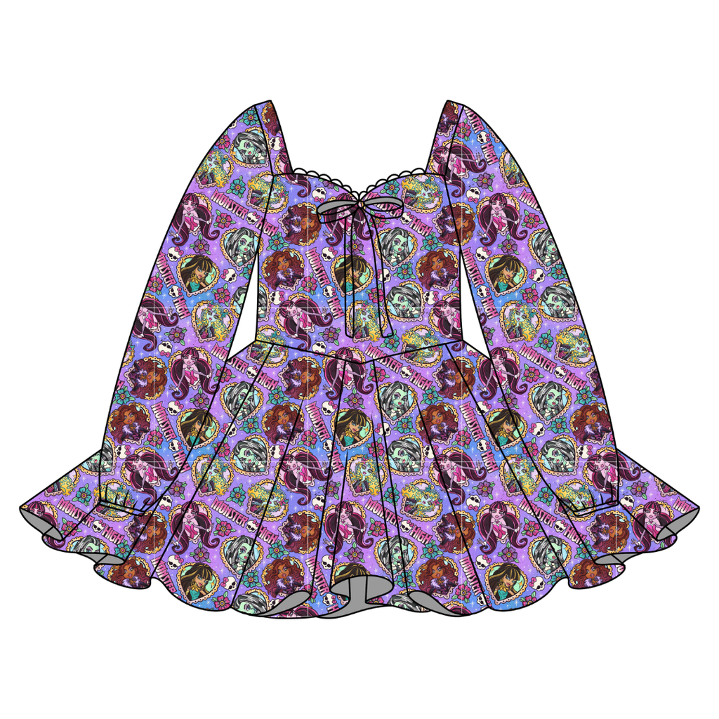 Ghoul Squad - Chloe Long Sleeve Sweetheart Dress Knit - PRE ORDER